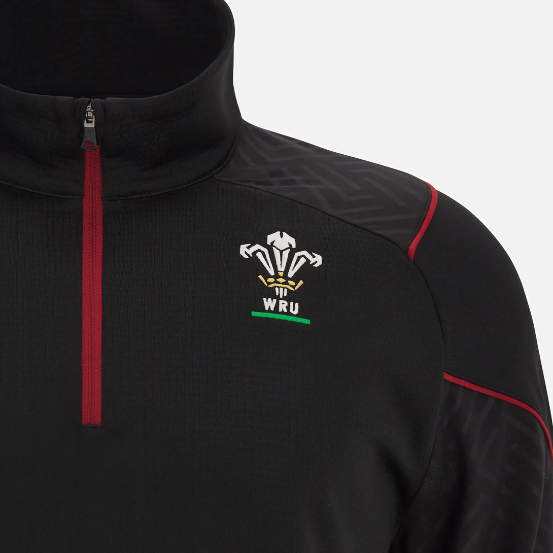 Macron Adults Wales WRU 23/24 6 Nations Travel 3D Fleece 1/4 Zip Top 