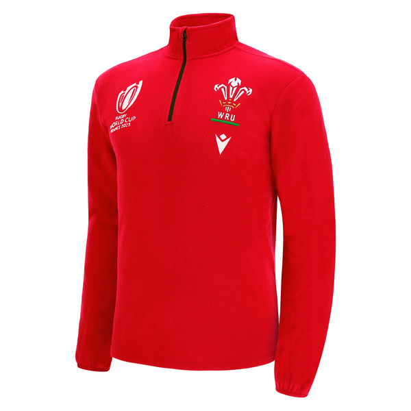 Macron Wales Adults WRU RWC 2023 Fleece 1/4 Zip Top