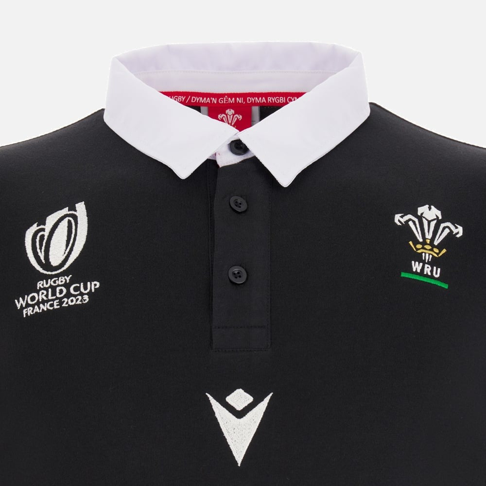 Macron WRU Wales RWC 2023 L/S Cotton Jersey Adults Black