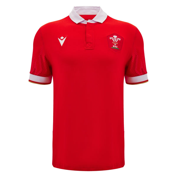 Macron Wales WRU 2024/25 Adults Six Nations Home Cotton Rugby Shirt