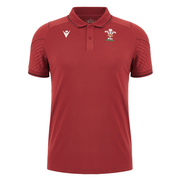 Macron Wales WRU 2024 Mens Rugby Travel Polo