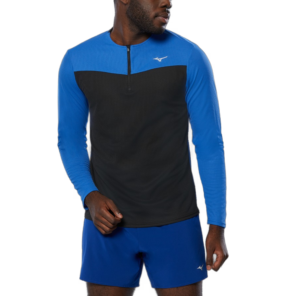 Mizuno Mens DRYAEROFLOW Half Zip - Blue / Black