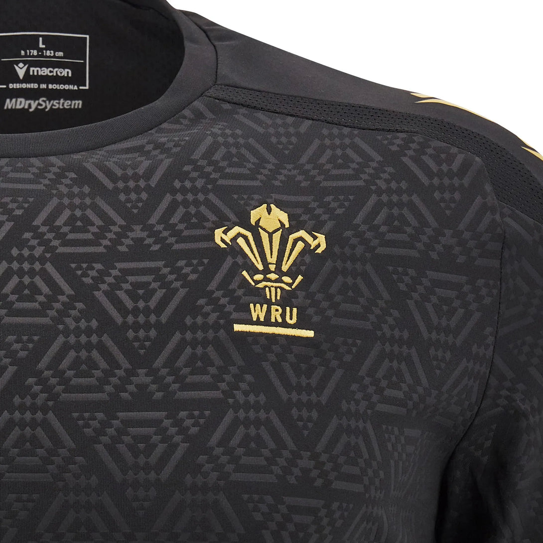 Macron Wales WRU 2024/25 Mens Poly Training Long Sleeve Rugby T-Shirt