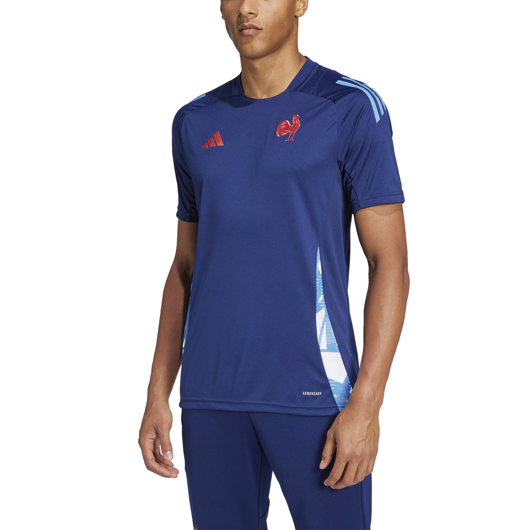 Adidas France Rugby Performance Tee Adults Blue