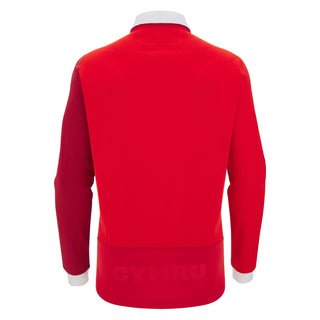 Macron Wales WRU 2025/26 Mens LS Home Cotton Rugby Shirt