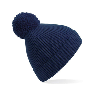 Engineered Knit Ribbed Pom Pom Beanie