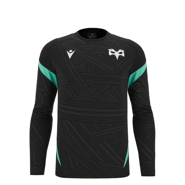 Macron Ospreys Rugby 2025/26 Kids Training Poly Long Sleeve Top