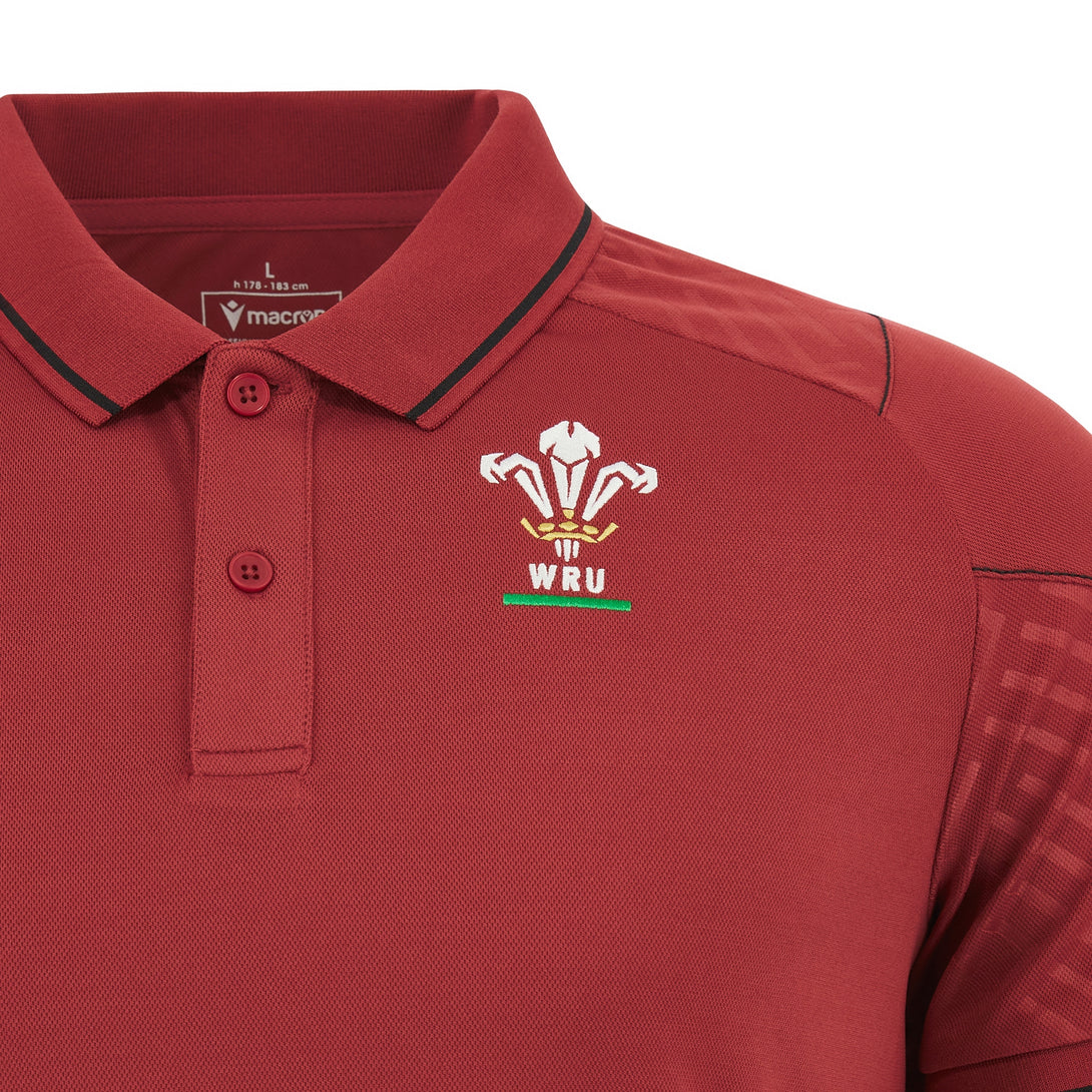 Macron Wales WRU 2024 Mens Rugby Travel Polo