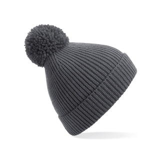 Engineered Knit Ribbed Pom Pom Beanie